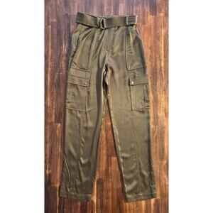 Intermix Women’s 2 27 x 30 Pants Addison Satin Jogger Trouser Belted Cargo